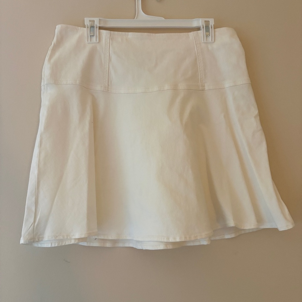 Copper Key White Flared Cotton Mini Skirt High Waist Stretch Denim XL NWT